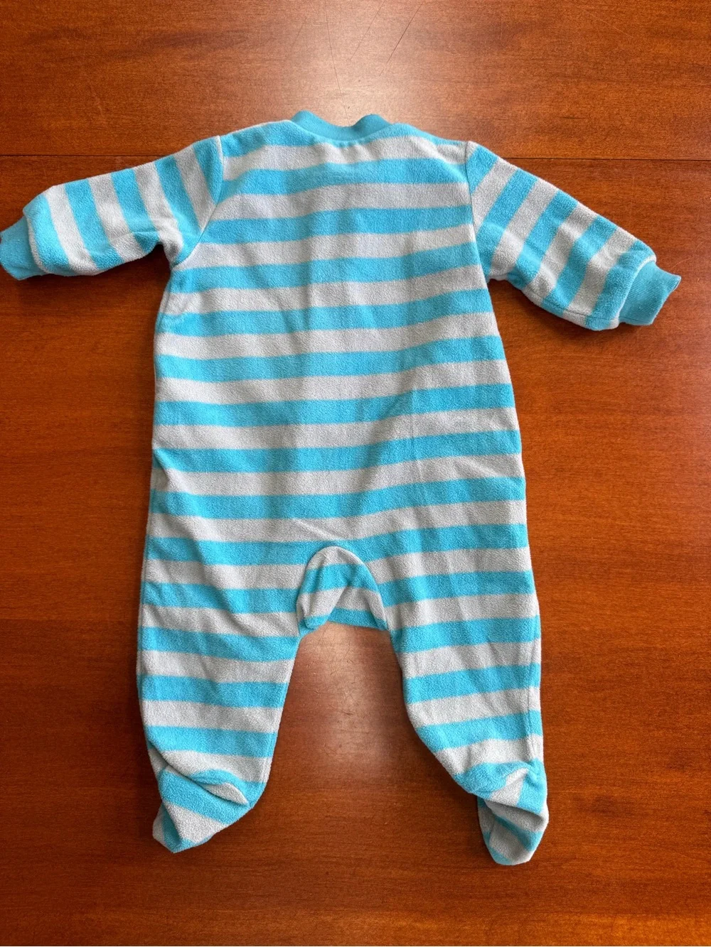 Carter’s Baby Boy 3M Fleece Footed Sleeper Blue Gray Striped Puppy Zip Pajamas